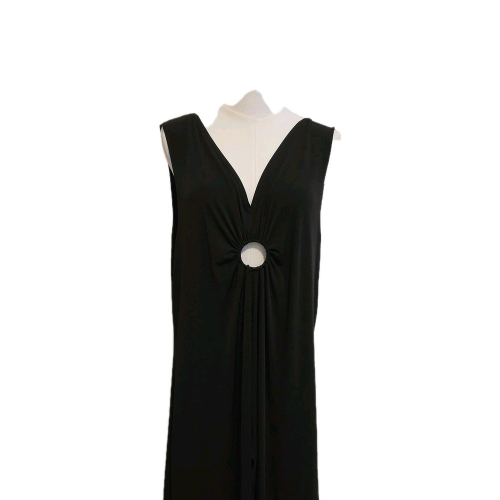 DOTTI Swimsuit Coverup Maxi Dress size LARGE Full Front Slit , Lettuce Edge Hem